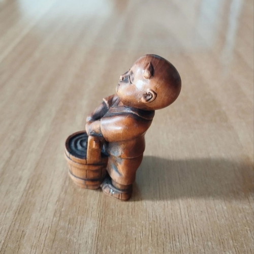 Japanese woodcarving netsuke figurine, traditional decorative miniature