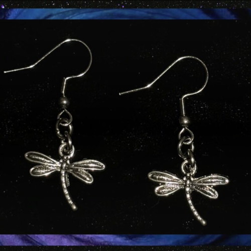 Dragonfly earrings handmade, new, silver