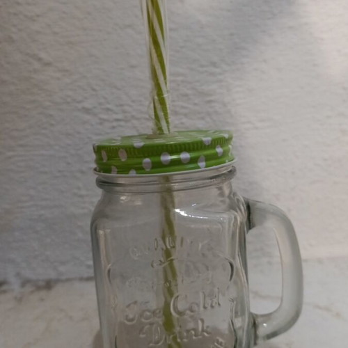 Glass bottle with straw new