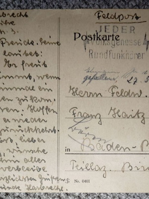 Ιστορικό αρχείο Feldpost 1942-1943 Franz Heitz καινούργιο