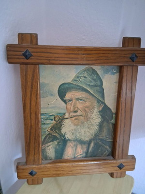 Painting in walnut wooden frame like new, size 43×35