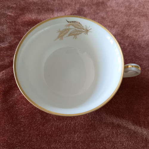 Hutschenreuther tea set for 6 people, German porcelain, like new, ivoire with gold motifs