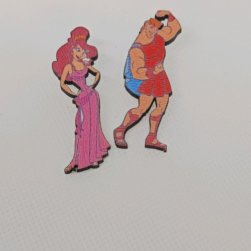 Wooden earrings Heracles and Megara new, multicolor with stainless steel clasp