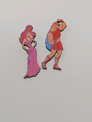 Wooden earrings Heracles and Megara new, multicolor with stainless steel clasp
