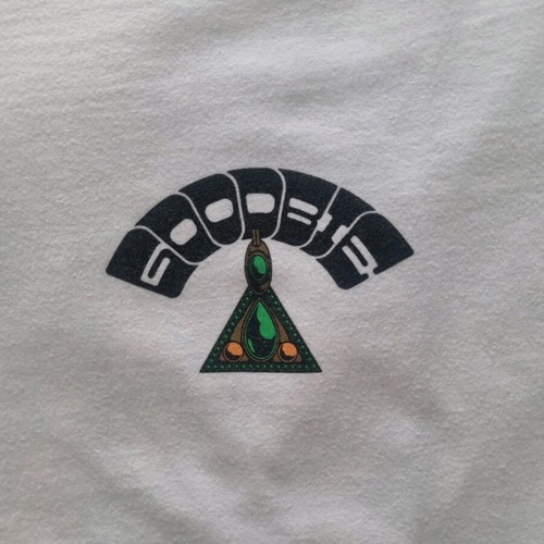 Goodbie T-shirt with back design, like new, size medium, white