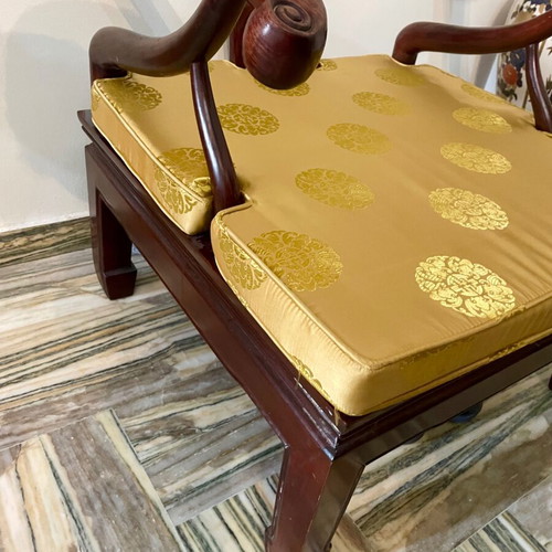 Rosewood wooden armchair like new with removable cushions
