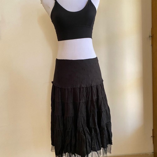 Midi skirt with pleats and tulle like new, black, size S/M