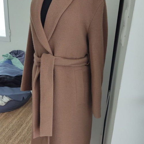 Zara camel long coat 48% wool new, size XS