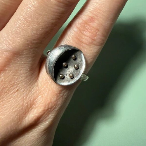 Handmade ring 18K gold and 925 silver used, vintage design