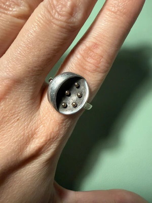 Handmade ring 18K gold and 925 silver used, vintage design
