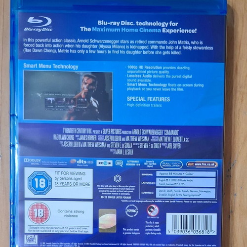Commando Blu-ray new without Greek subtitles