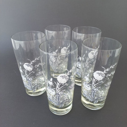 Set of 5 vintage water glasses like new, 60's