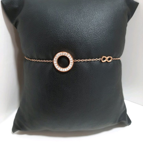 Stainless steel bracelet with infinity pink gold and gift keychain new