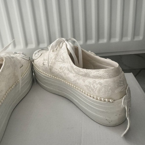 Bridal shoes used with lace and pearls size 36