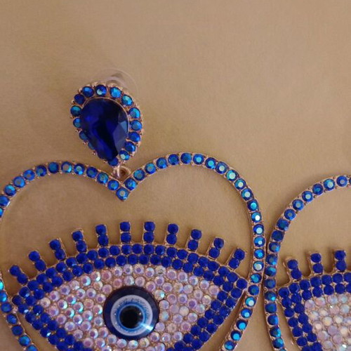 Cristin Diamantidou Earrings hanging like new, blue and gold