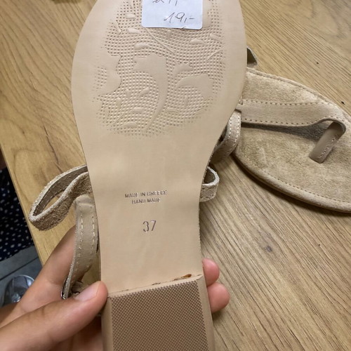 Suede women's sandals size 37 beige new