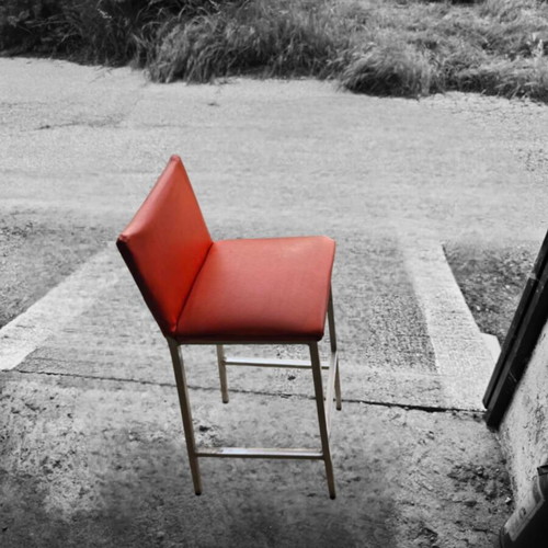 Bar stool metal used, sturdy handmade construction