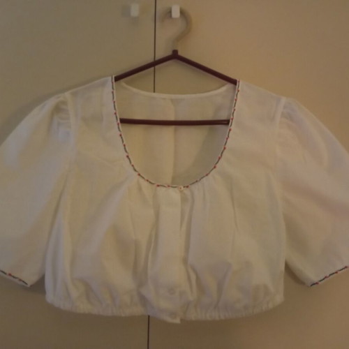 Rastl Bad Aussee Dirndlbluse crop blouse XL white with embroidery like new