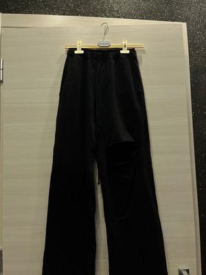 Black breathable sweatpants with thigh slit