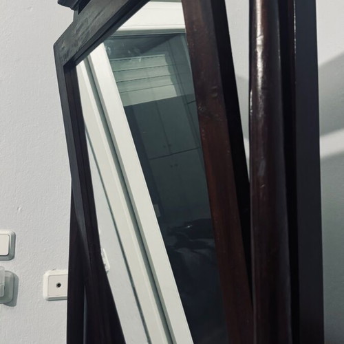 Wooden floor mirror used, dark brown 188x66cm
