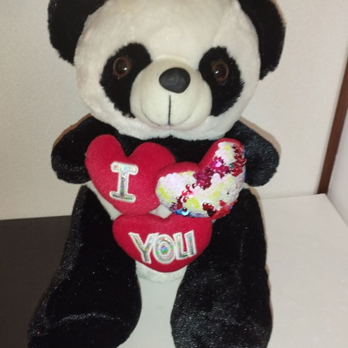 Teddy bear I LOVE YOU with three hearts like new, medium size 36cm
