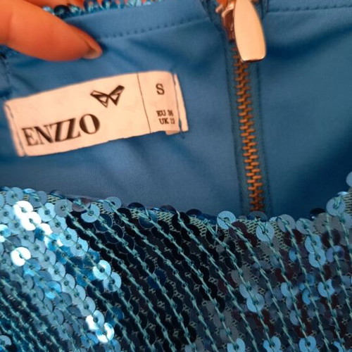 Enzzo midi dress with sequins, blue, size S