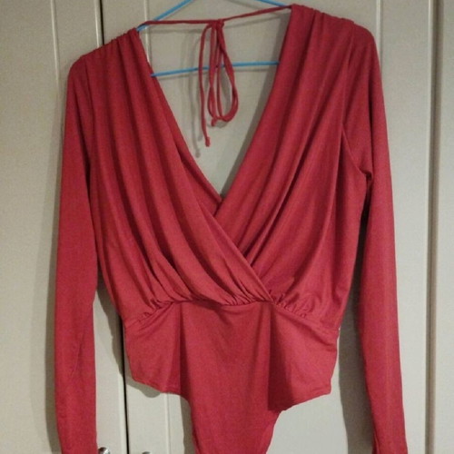 Women's long-sleeve bodysuit H&M red new, size S