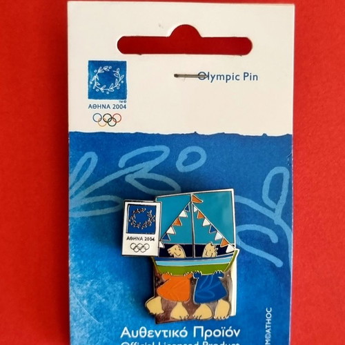 Olympic pin badges Athens 2004, pack of 4, new, mascot Christmas 2002 theme