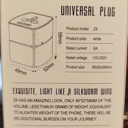 Ldnio Z4 220V Universal Travel Plug Adapter White New