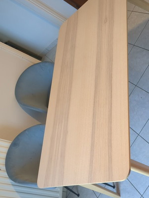 IKEA wooden large table with two velvet chairs from Praktiker