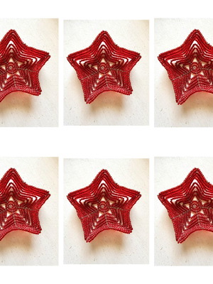 Set of 6 Retro Handmade Star-shaped Wire and Bead Tealight Holders