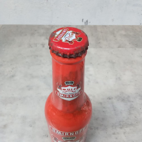 Vintage Smirnoff Mule vodka cocktail bottle from 1990 used