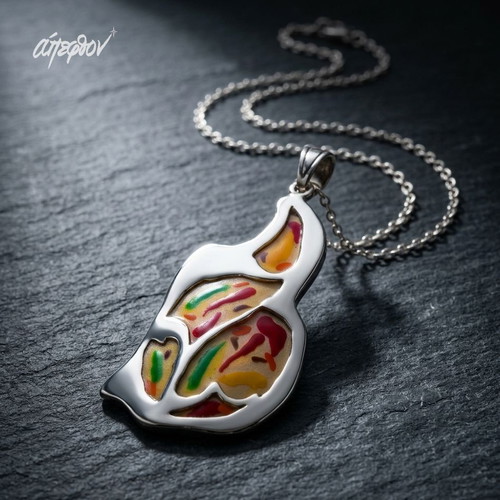 Kaleido Artisan Silver 925 Pendant with Enamel by Apefthon