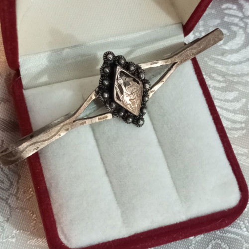 Silver Gold 925 9k Rodian Tie Clip used, engraved