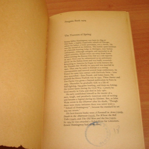The Torrents of Spring by Ernest Hemingway used, English pocket book 1966