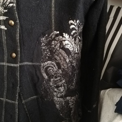 Derhy wool jacket small like new, black and gold