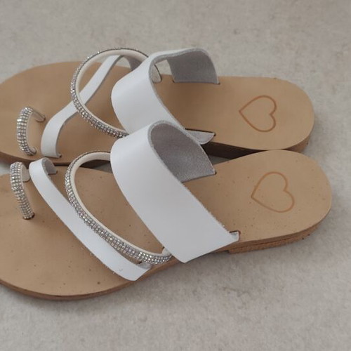 White women's sandals with silver details new, size 35