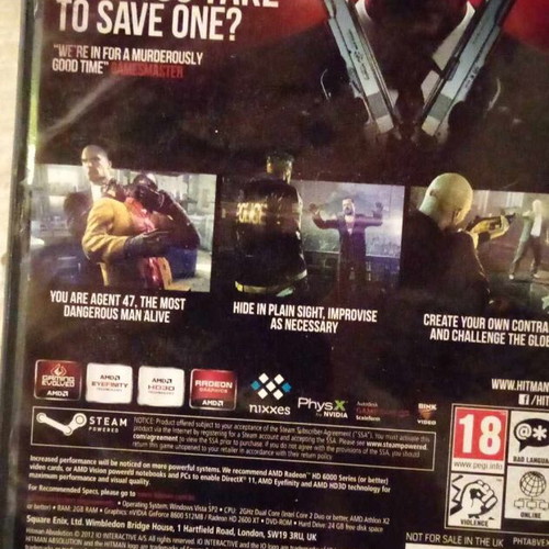 Hitman: Absolution PC game used, in good condition