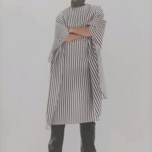 Barber cape new, waterproof, fine striped, polyester