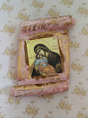 Religious clay image like new, 10 cm length, 7 cm width