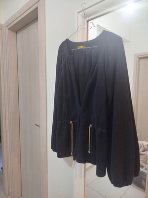 Cardigan like new, blue with gold drawstring