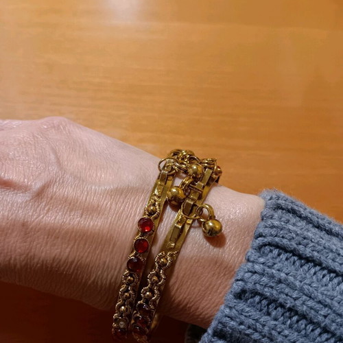 Bracelets set of two, fashion jewelry, gold color, new