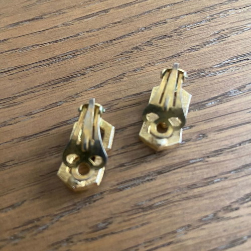 Set of 2 vintage clip-on earrings like new, blue and gold