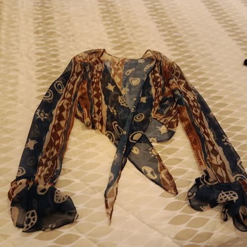 Women's jacket like new, colorful, short with front tie
