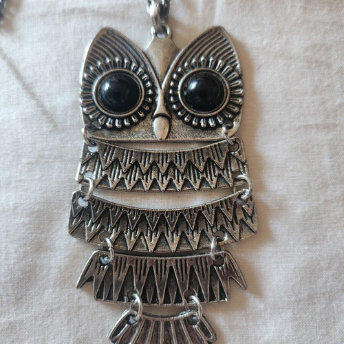 Boho owl long necklace used with second owl gift
