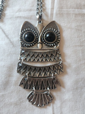 Boho owl long necklace used with second owl gift