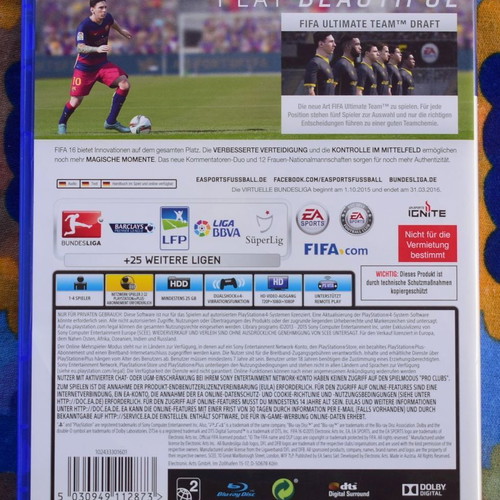FIFA 16 PS4 game like new, football sports simulation