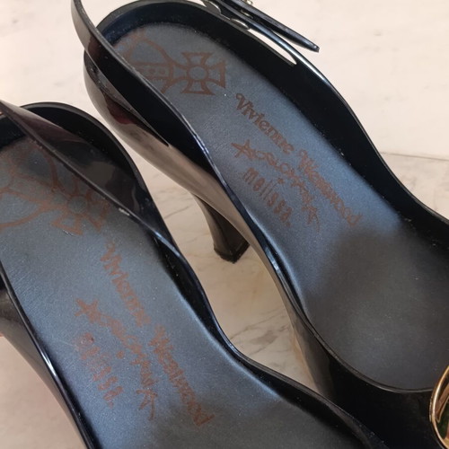 Vivienne Westwood x Melissa Lady Dragon black gold heart heels size 39