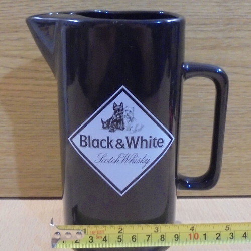 Black & White Scotch Whisky old promotional ceramic jug used