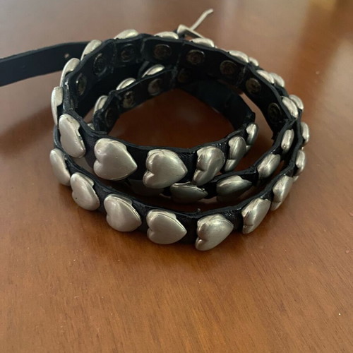 Women’s belt used with silver hearts, size 90cm, black